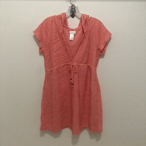 Wearabouts Pink V-cut Drawstring Waist Hooded Swimsuit Cover Up Dress M